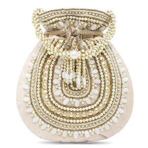 3712 Cream Potli Bags Gift Evening Bag Clutch Ethnic Bride Purse
